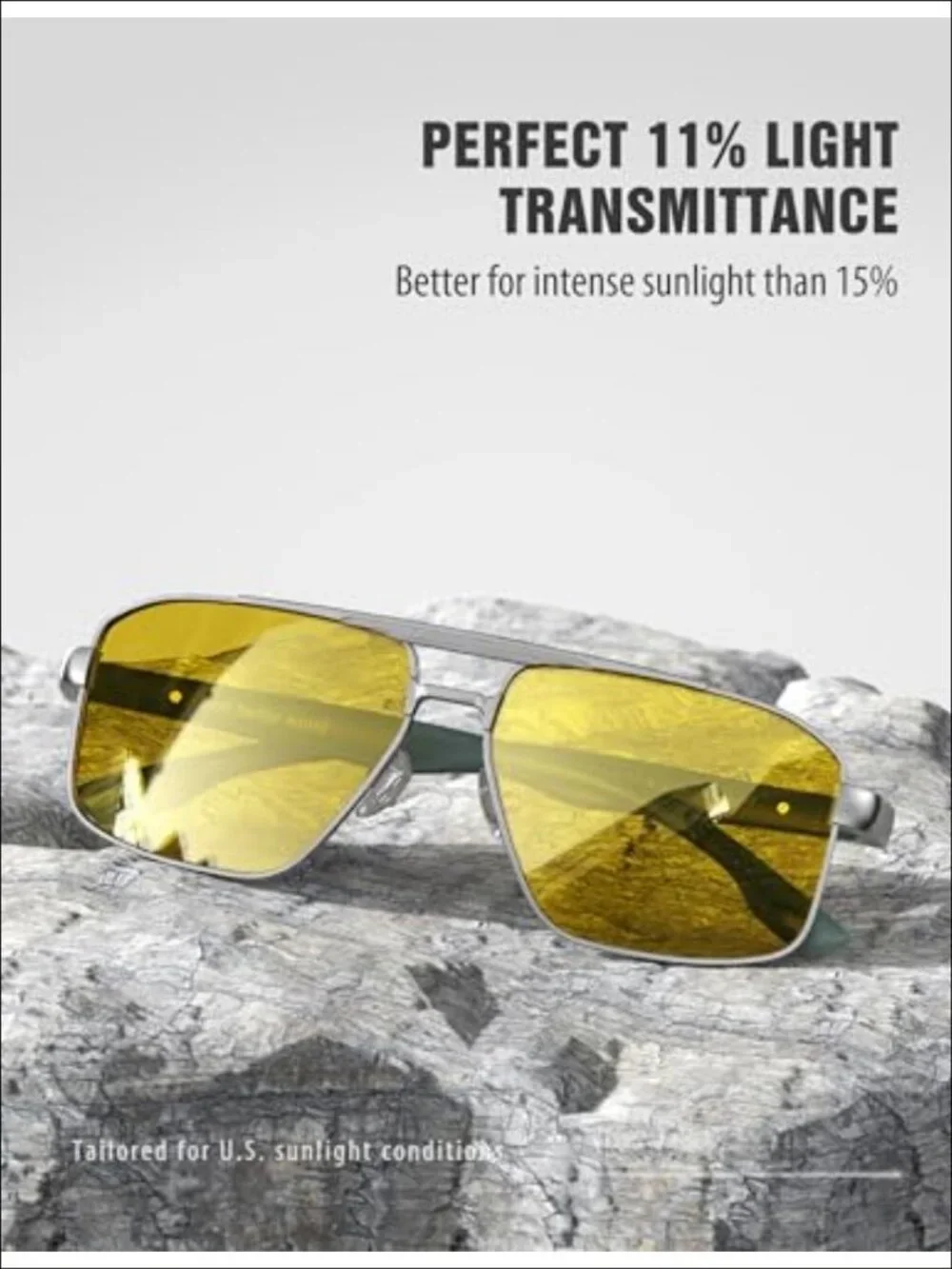 Polarized Square Aviator Sunglasses UV400 Anti-Glare Night Driving
